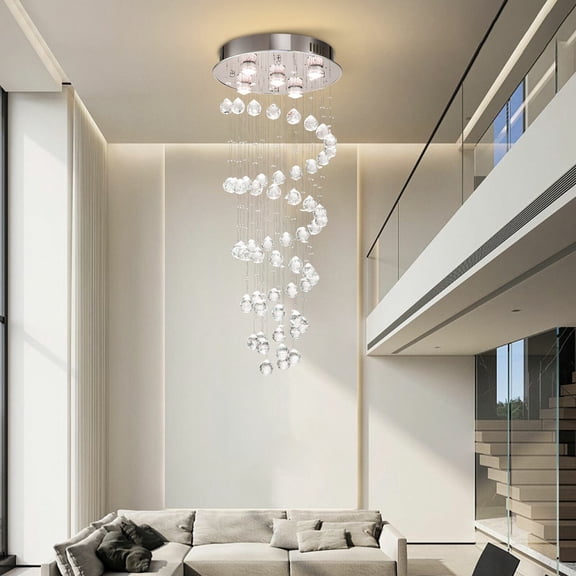 110V Raindrop Pendant Lamp Crystal LED Spiral Chandelier Ceiling Light Lighting for Bedroom, Living Room