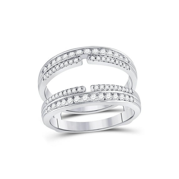 14kt White Gold Womens Round Diamond Wrap Ring Guard Enhancer 1/2 Cttw