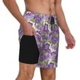 thumbnail image 2 of Naloa Violets Flowers Print Men Swim Trunks with Compression Liner ,Board Shorts,Men's Swim Shorts with Drawstring and Elastic Waistband-Large, 2 of 6