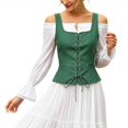 thumbnail image 4 of HXWCHs Halloween Women Vest Cosplay Costume Waistcoat Halloween Gothic Medieval Bodice Size: XXXL Green, 4 of 7