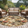 thumbnail image 4 of Retro Orange Spring Floral Round Area Rug 7Ft Washable Circle Rugs for Dorm Laundry Room, Vintage Botanical Peony Farmhouse Non-Slip Carpet Floor Mats Indoor Outdoor Carpet Runner Home Decor, 4 of 8