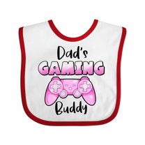 Inktastic Dad's Gaming Buddy- Pink Controller Boys or Girls Baby Bib