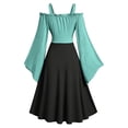 thumbnail image 5 of Halloween Dresses for Women Vintage Corset Medieval Dress Flare Sleeve Shoulder Strap Plus Size Halloween Costumes, 5 of 8
