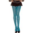 thumbnail image 1 of 7471-BLK-TURQUOISE Collants Rayés pour Femmes, Noir & Turquoise, 1 of 1