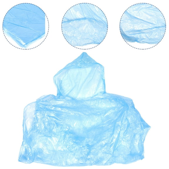 CATIEBYE 20Pcs Multipurpose Sky Blue Disposable Rain Poncho with Hood for Hiking Outdoors