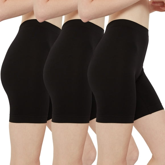 INNERSY Slip Shorts for Women High Waisted Under Dresses Summer Shorts 3 Pack(Large,Black)