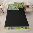 thumbnail image 4 of Manfei Boys City Map Zipper Full Size Comforter Sets with Fitted Sheet and 2 Pillowcases,Green Trees Pattern Zipper Bedding Set,Gray,Black Reversible,4pcs, 4 of 8