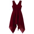 thumbnail image 3 of Eandarui Kids Girls V Neck Sleeveless Asymmetric Formal Bridesmaid Wedding Proms High Low Dress Burgundy 10, 3 of 7