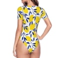 thumbnail image 4 of Gaeub Tropical Lemon Women'S Short Sleeve One Piece Swimsuit Sexy High-Waisted Bodysuit For Swimming, Beach, Sports - Small, 4 of 9