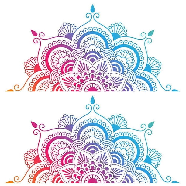Mandala Wall Decal Stickers 2pcs Durable Self Adhesive Bohemian Design for Home Decoration Easy Installation Versatile for Walls Doors Furniture