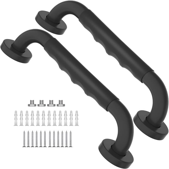LAMIRO Heavy-Duty Anti-Slip Wall Mount Bathroom Grab Bar,Oil Rubbed Black,12" (2 Pack)