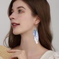 thumbnail image 4 of Butterfly Wing Drop Dangle Earrings Gold Plated Crystal Rhinestone for Women Girls Wedding Jewelry, Blue Silver Foil, 4 of 6