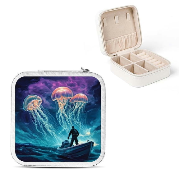 SHERONV Jellyfish Jewelry Storage Box for Travel and Gifts White