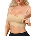 thumbnail image 4 of INSPIRE CHIC Nursing Bras for Women Wireless Push Up V Neck Maternity Bralettes Full Coverage Breastfeeding Bra with Adjustable Straps S Beige, 4 of 4