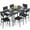 Black, variant on Dining Table Set for 6, Lofka 63" Extendable Kitchen Table and Chairs Set for Gatherings, Gray