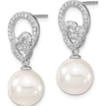 thumbnail image 2 of Sterling Silver S Majestik Rh-Pl 10-11mm Wht Imitat Shell Pearl & Cz Dangle Earrin Made In China qmje107w, 2 of 5