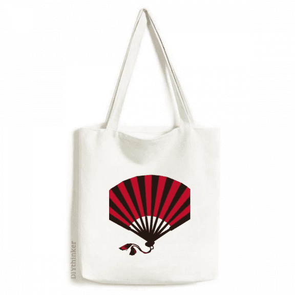 Japanese Red Black Fan Art Deco Fashion Tote Canvas Bag Shopping Satchel Casual Handbag