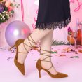 thumbnail image 2 of Zapatos de mujer Allegra K Tacones de aguja Punta puntiaguda Marrón 39, 2 of 7