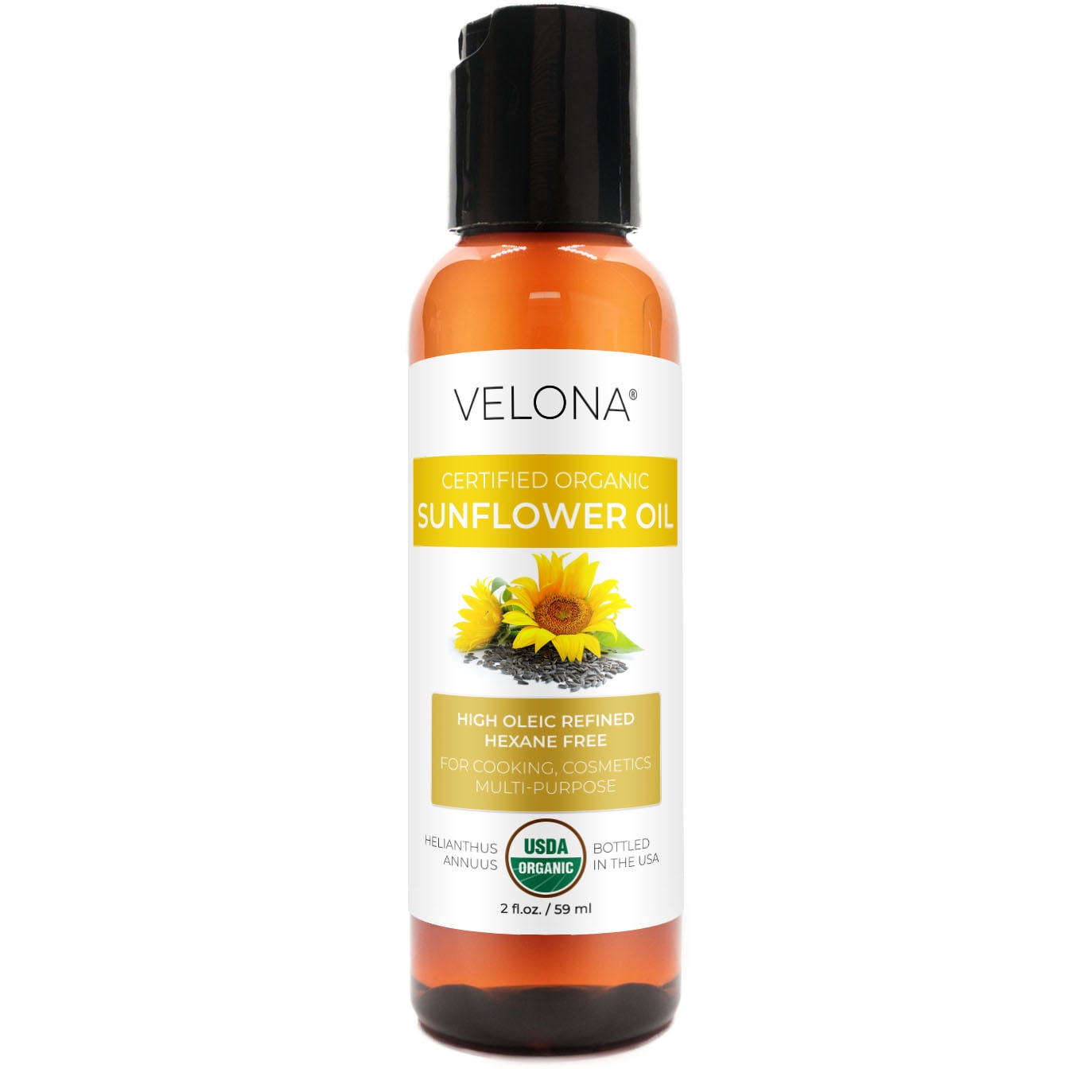 velona USDA Organic Sunflower Oil - 2 fl oz, Refined, High Oleic