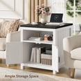 thumbnail image 4 of Vividwood Farmhouse End Table with Charging Station, 24" Large Side Table with Open Shelf and Barn Door Storage, White, 4 of 7