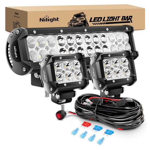 Barra de luces LED Nilight ZH016, 30 cm, 72 W, combinación de puntos con 2 luces antiniebla