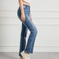 thumbnail image 6 of Sngxgn Womens Mid Waist Bell Bottom Stretchy Flare Jeans Pants(Blue,L), 6 of 8