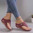 thumbnail image 5 of Womens Wedge Sandals Comfortable Thong Sandals with Soft Sole and Buckle Belt for Summer Wedge Slides shikongkuajing, 5 of 5