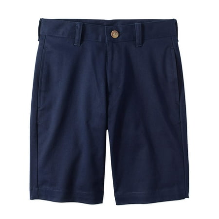 Boys Flat Front Shorts - Wonder Nation Prep School Uniform Super Soft Flat Front Shorts (Big Boys)