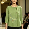 thumbnail image 2 of Kezqiaxn Blouses for Women Dressy Embroidery Half Sleeve Crew Neck Casual Loose Shirts Summer Tops Plus Size Fashion, 2 of 6