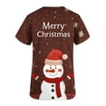 thumbnail image 3 of JINGWANGYHBD Womens Nurse Unifrom Christmas Scrub Shirts Snowman Print Tops Merry Xmas Working Uniforms Going Out Party Scrubs Top with Pockets, 3 of 5