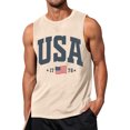 thumbnail image 2 of Men's USA Patriotic Tank Top with American Flag Graphic and Sleeveless Design Featuring Bold Print for Independence Day 2026 Memorial Day Beige L, 2 of 4