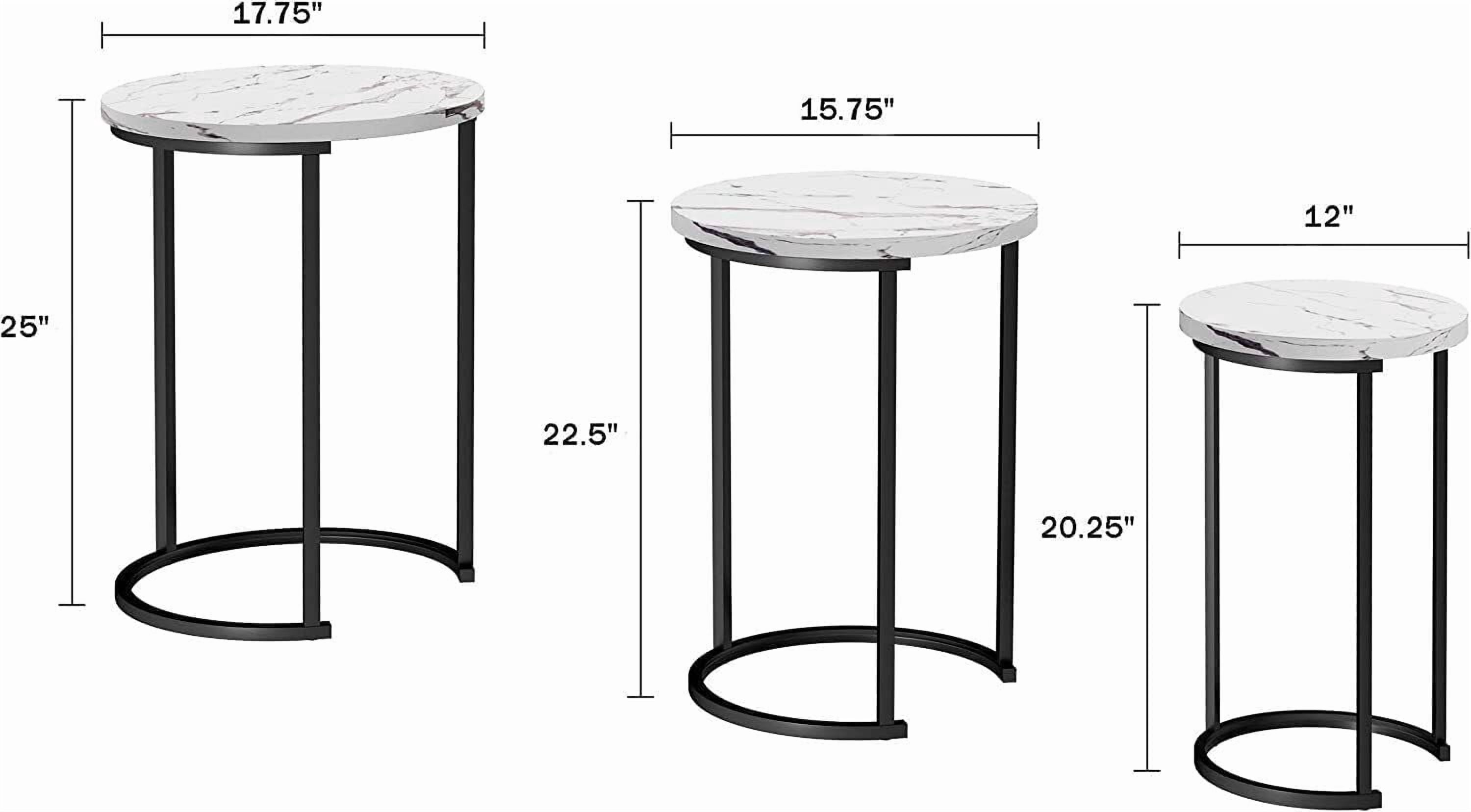 HYGRAD BUILT TO SURVIVE Set of 3 Round Wooden/Steel Nesting Side Stacking Sofa Side Coffee Tables, Small Space Coffee Tea Table for Hallway Living Room Bedroom, Home, Office