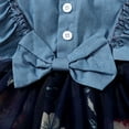 thumbnail image 6 of Girls Dress Kids Floral Long Sleeve Mesh Gown Tulle Dresses Hairband Baby Girl Dress Blue 6 Months-9 Months, 6 of 7