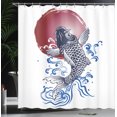 thumbnail image 4 of Ambesonne Japanese Shower Curtain, Carp on Flag, 69"Wx84"L, White, 4 of 5