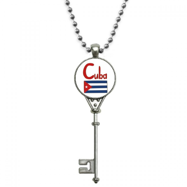 Cuba bandera nacional rojo patron azul Colgante Collar Vintage Llavero Plata Joyas Unbranded M