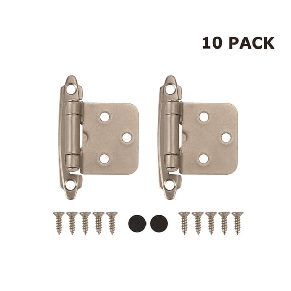 Hyper Tough Cabinet Hinge, Satin Nickel, 10 Pack