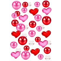 Valentine’s Day Pearl Vase Fillers Pink Red Floating Faux Pearl Beads Acrylic Heart Pieces for Holiday Wedding Home Table Centerpiece Decoration
