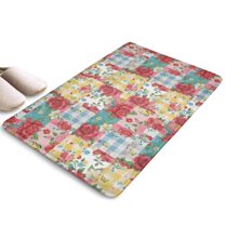 Pioneer Flower Floral Print Flannel Non Slip Door Rugs,Washable Door Mats Indoor,Decorative Door Mats,Dirt-Resistant and Absorbent Doormat for Entrance,Bedroom,Kitchen,Bathroom,23.5"x16"