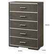 thumbnail image 3 of 5 Drawer Wooden Chest with Mirror Trim Accents, Gray, 3 of 5