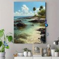 thumbnail image 4 of Tropical Beach Landscape Oil Painting Canvas Print, Coastal Decor for Living Room, Bedroom, Office, Vacation Home, Beach House, 4 of 8