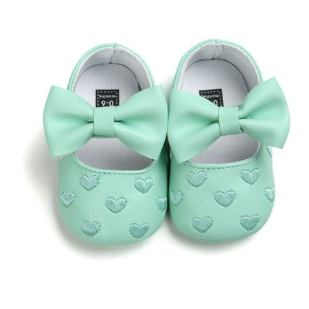 

Newborn Baby Girl Soft Crib Shoes with Bow-knot Design Infants Anti-slip Sneaker First Walkers