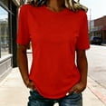 thumbnail image 2 of Elegant Solid Crewneck Short Sleeve T Shirt for – Everyday Comfort Top with Soft Knit and Classic Fit Long Sleeve Layering Tops for Women's Graphic Womens Compression Shirt Neck Tops, 2 of 4