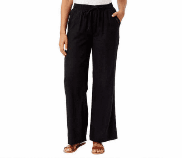 Briggs Womens Linen Blend Pull On Pant Black XL