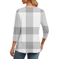 thumbnail image 5 of Drovellove Plus Size Women's Checkered Print 3/4 Length Sleeve Blouse - V Neck Casual Loose Fit Top, 5 of 7