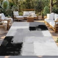 thumbnail image 2 of Black Grey Outdoor Rug for Patio/Deck/Porch, Non-Slip Large Area Rug 6 x 9 Ft, Abstract Geometric Color Block Oil Painting Indoor Outdoor Rugs Washable Area Rugs, Reversible Camping Rug Carpet Runner, 2 of 8