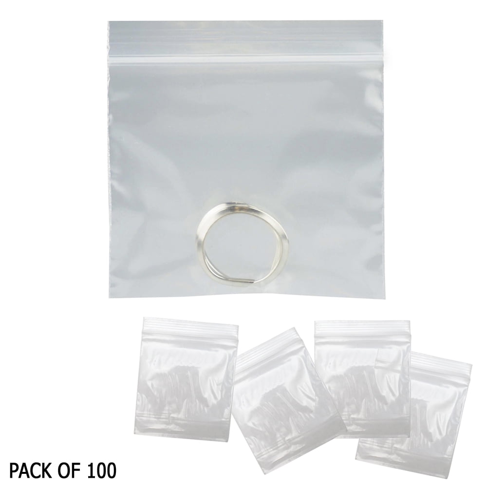 100 Set Reclosable Clear Plastic Poly Bags 3" x 3" Zip Seal 2mil