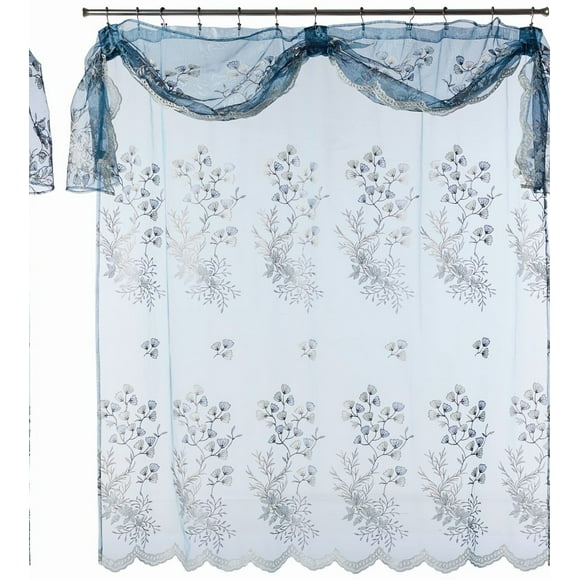Capri Slate Blue Waterproof Shower Curtain