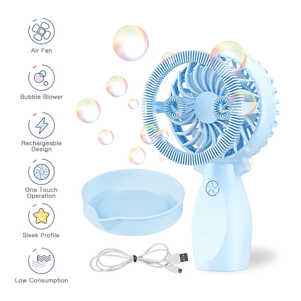 2 in 1 Handheld Fan & Bubble Blower Mini Fan Bubble Machine Dual Use