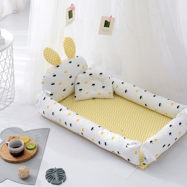 Cama nido para dormir para recién nacido, tumbona, valla de cama, cuna portátil, colchón de bebé con manta, colcha para niños pequeños de 0 a 12 meses Fivean unisex
