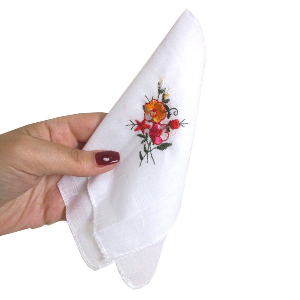 NEW LADIES 3 MULTI-PACK BOXED HANDKERCHIEFS FLORAL EMBROIDERED COTTON HANKIES 